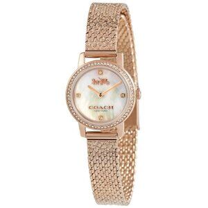 NWT Authentic Coach Audrey Quartz Crystal Mother of Pearl Dial Women's Watch